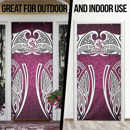 Manly Warringah Sea Eagles Rugby Door Cover Polynesian Tribal Eagle Warrior Maroon Pattern