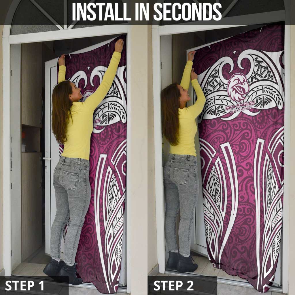 Manly Warringah Sea Eagles Rugby Door Cover Polynesian Tribal Eagle Warrior Maroon Pattern