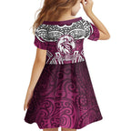 Manly Warringah Sea Eagles Rugby Family Matching Short Sleeve Bodycon Dress and Hawaiian Shirt Polynesian Tribal Eagle Warrior Maroon Pattern