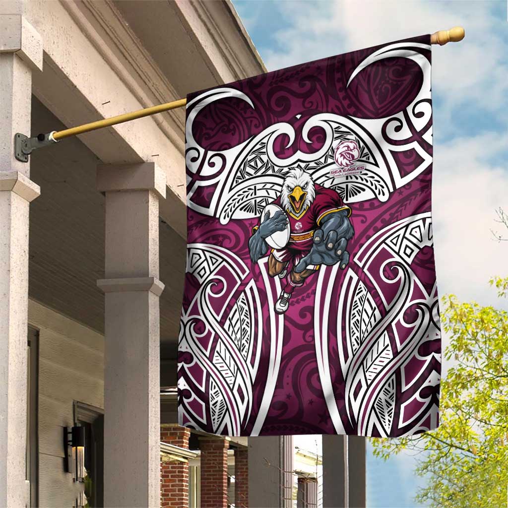 Manly Warringah Sea Eagles Rugby Garden Flag Polynesian Tribal Eagle Warrior Maroon Pattern