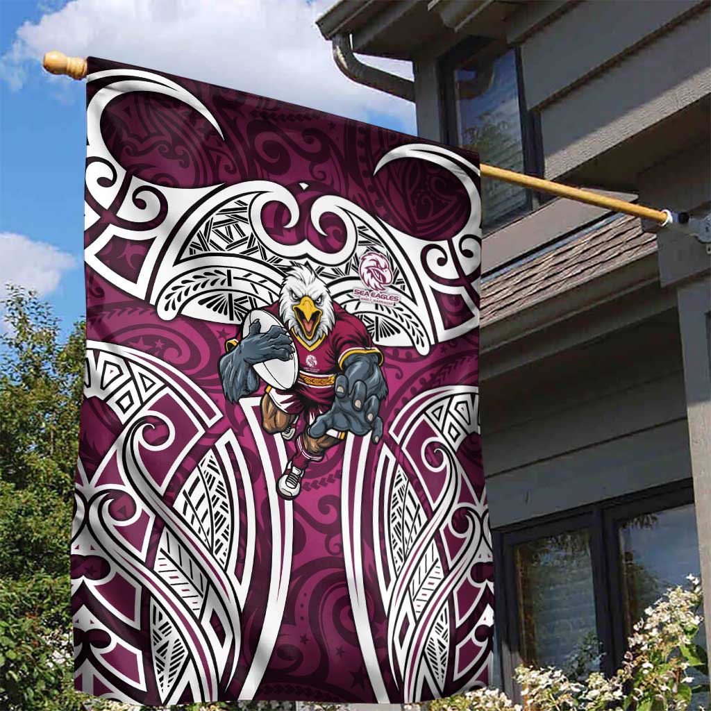 Manly Warringah Sea Eagles Rugby Garden Flag Polynesian Tribal Eagle Warrior Maroon Pattern