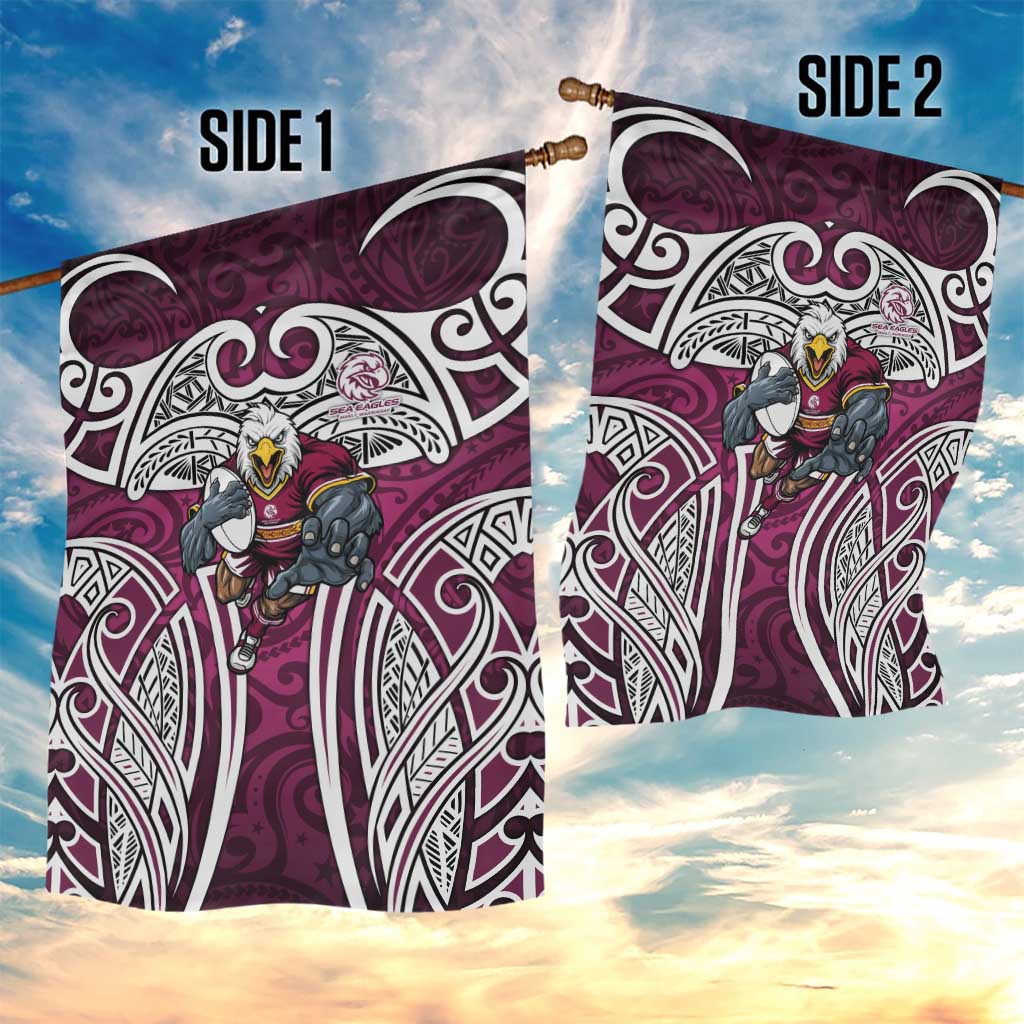 Manly Warringah Sea Eagles Rugby Garden Flag Polynesian Tribal Eagle Warrior Maroon Pattern