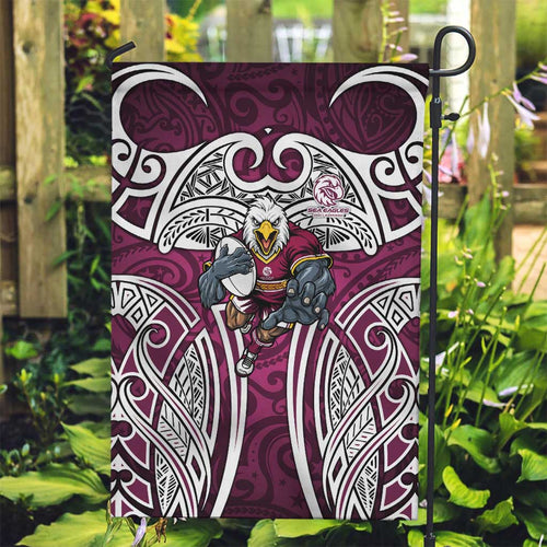 Manly Warringah Sea Eagles Rugby Garden Flag Polynesian Tribal Eagle Warrior Maroon Pattern