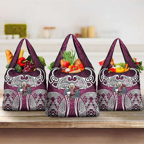 Manly Warringah Sea Eagles Rugby Grocery Bag Polynesian Tribal Eagle Warrior Maroon Pattern
