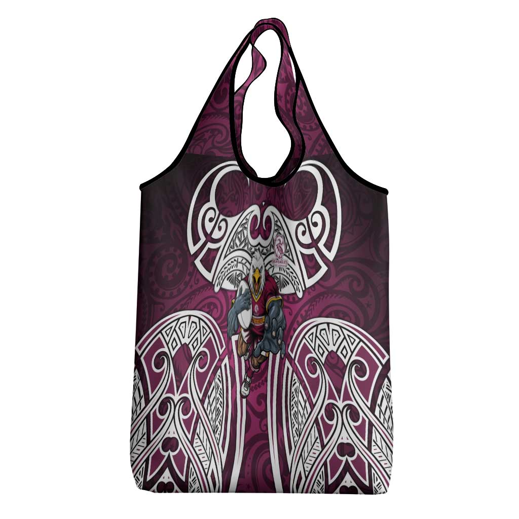 Manly Warringah Sea Eagles Rugby Grocery Bag Polynesian Tribal Eagle Warrior Maroon Pattern