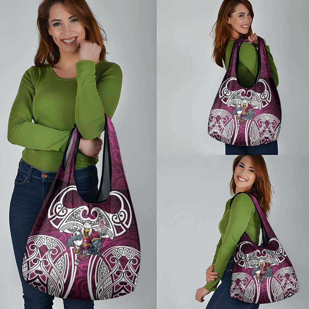 Manly Warringah Sea Eagles Rugby Grocery Bag Polynesian Tribal Eagle Warrior Maroon Pattern
