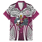 Manly Warringah Sea Eagles Rugby Hawaiian Shirt Polynesian Tribal Eagle Warrior Maroon Pattern