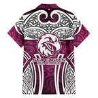 Manly Warringah Sea Eagles Rugby Hawaiian Shirt Polynesian Tribal Eagle Warrior Maroon Pattern