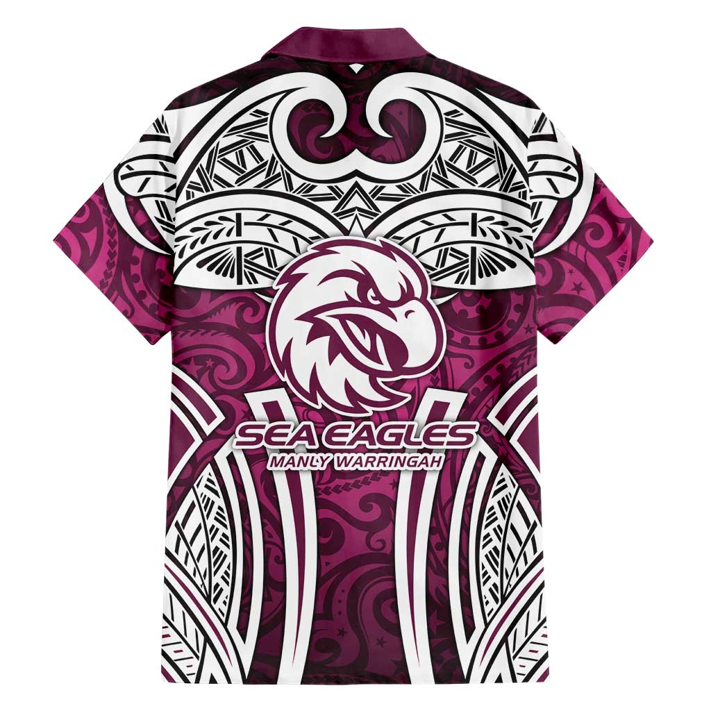 Manly Warringah Sea Eagles Rugby Hawaiian Shirt Polynesian Tribal Eagle Warrior Maroon Pattern