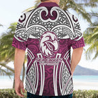 Manly Warringah Sea Eagles Rugby Hawaiian Shirt Polynesian Tribal Eagle Warrior Maroon Pattern