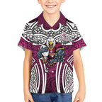 Manly Warringah Sea Eagles Rugby Hawaiian Shirt Polynesian Tribal Eagle Warrior Maroon Pattern