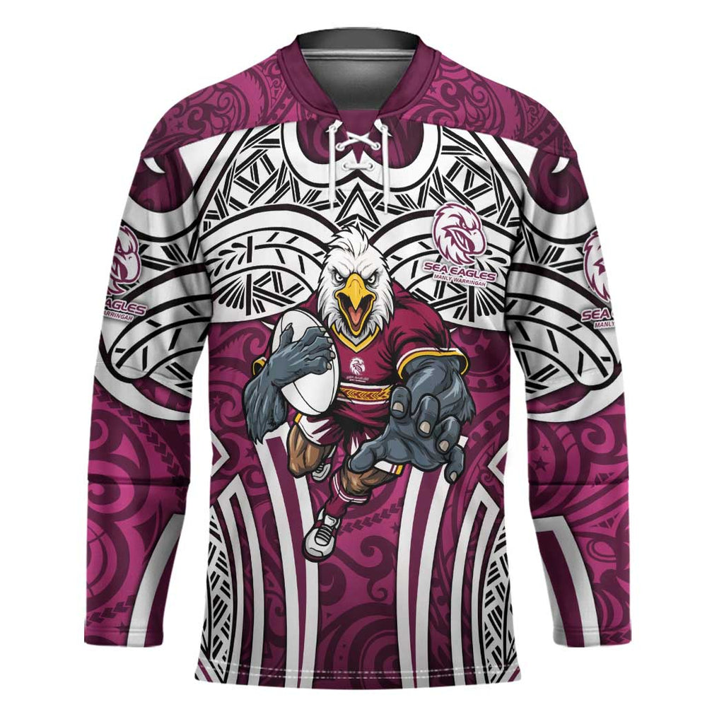 Manly Warringah Sea Eagles Rugby Hockey Jersey Polynesian Tribal Eagle Warrior Maroon Pattern