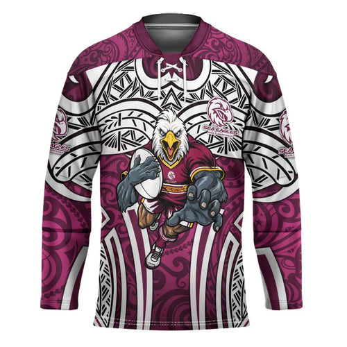 Manly Warringah Sea Eagles Rugby Hockey Jersey Polynesian Tribal Eagle Warrior Maroon Pattern