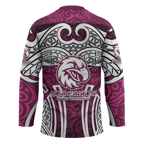 Manly Warringah Sea Eagles Rugby Hockey Jersey Polynesian Tribal Eagle Warrior Maroon Pattern