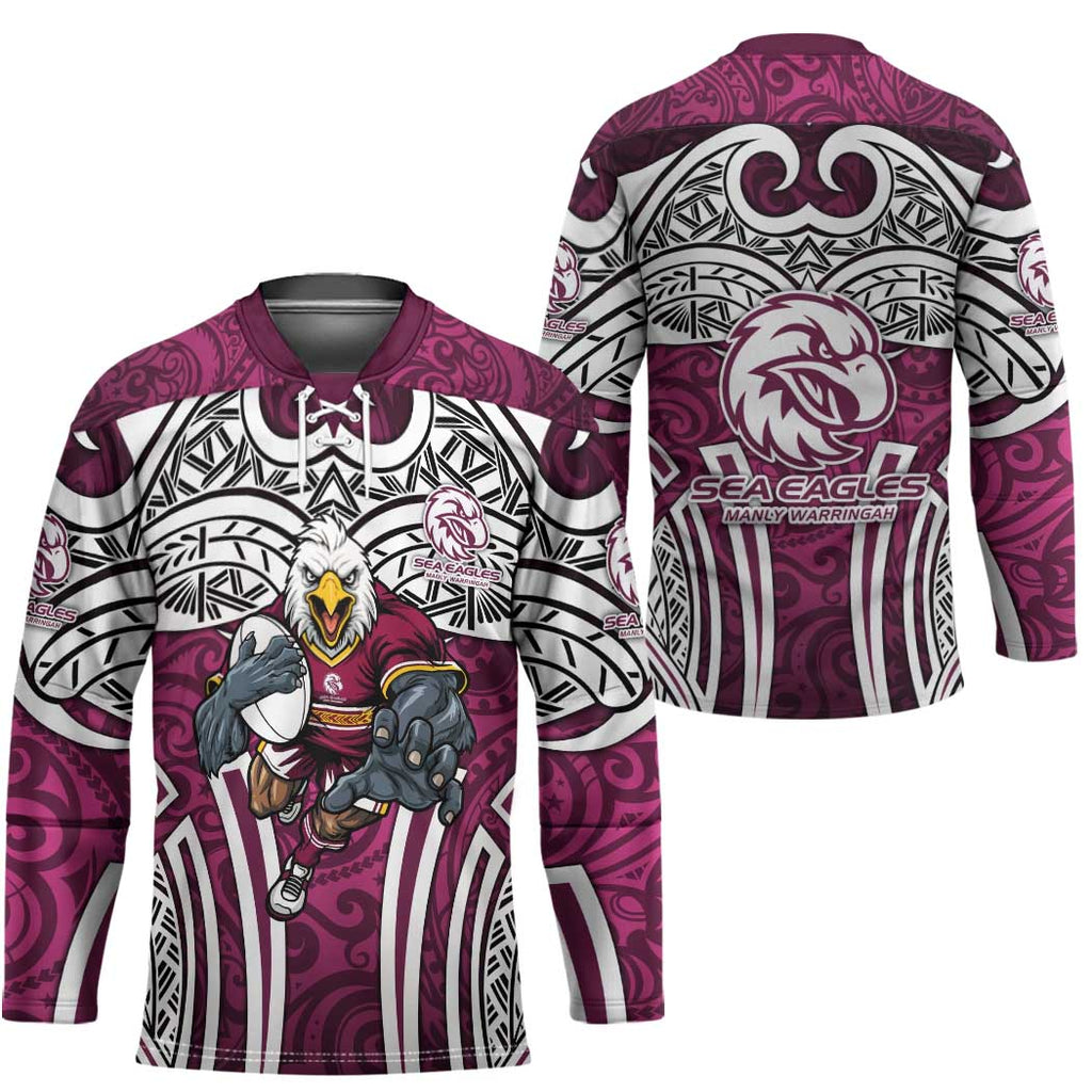 Manly Warringah Sea Eagles Rugby Hockey Jersey Polynesian Tribal Eagle Warrior Maroon Pattern