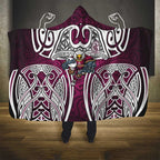 Manly Warringah Sea Eagles Rugby Hooded Blanket Polynesian Tribal Eagle Warrior Maroon Pattern