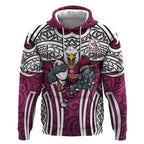 Manly Warringah Sea Eagles Rugby Hoodie Polynesian Tribal Eagle Warrior Maroon Pattern