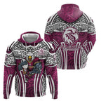 Manly Warringah Sea Eagles Rugby Hoodie Polynesian Tribal Eagle Warrior Maroon Pattern
