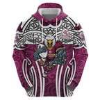 Manly Warringah Sea Eagles Rugby Hoodie Polynesian Tribal Eagle Warrior Maroon Pattern
