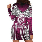 Manly Warringah Sea Eagles Rugby Hoodie Dress Polynesian Tribal Eagle Warrior Maroon Pattern