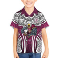 Manly Warringah Sea Eagles Rugby Kid Hawaiian Shirt Polynesian Tribal Eagle Warrior Maroon Pattern
