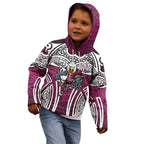 Manly Warringah Sea Eagles Rugby Kid Hoodie Polynesian Tribal Eagle Warrior Maroon Pattern