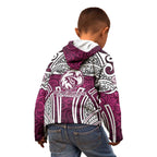 Manly Warringah Sea Eagles Rugby Kid Hoodie Polynesian Tribal Eagle Warrior Maroon Pattern