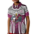Manly Warringah Sea Eagles Rugby Kid Polo Shirt Polynesian Tribal Eagle Warrior Maroon Pattern