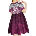 Manly Warringah Sea Eagles Rugby Kid Short Sleeve Dress Polynesian Tribal Eagle Warrior Maroon Pattern
