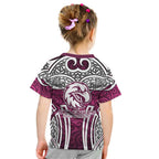 Manly Warringah Sea Eagles Rugby Kid T Shirt Polynesian Tribal Eagle Warrior Maroon Pattern