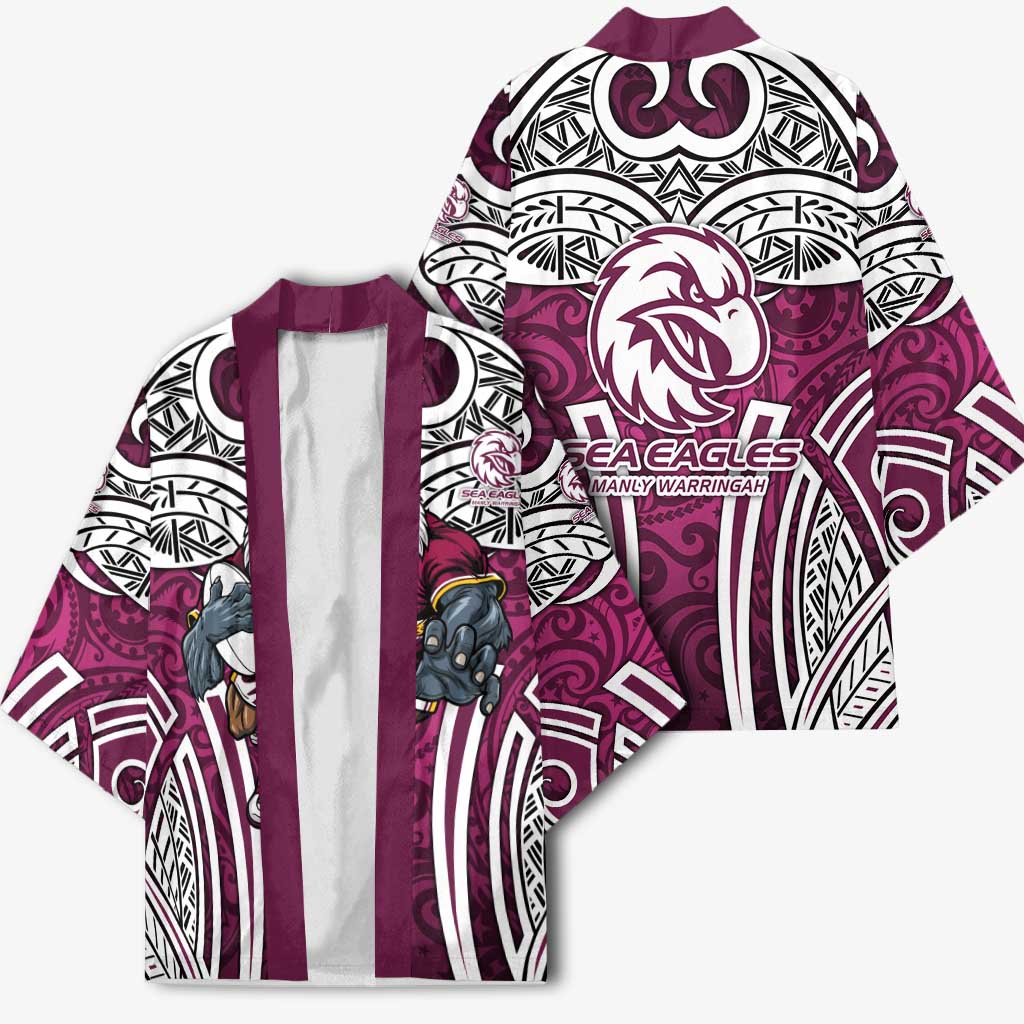 Manly Warringah Sea Eagles Rugby Kimono Polynesian Tribal Eagle Warrior Maroon Pattern