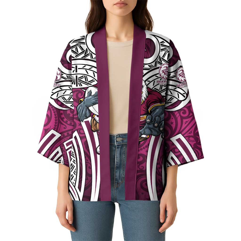 Manly Warringah Sea Eagles Rugby Kimono Polynesian Tribal Eagle Warrior Maroon Pattern