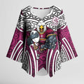 Manly Warringah Sea Eagles Rugby Kimono Sleeve Blouse Polynesian Tribal Eagle Warrior Maroon Pattern