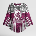 Manly Warringah Sea Eagles Rugby Kimono Sleeve Blouse Polynesian Tribal Eagle Warrior Maroon Pattern