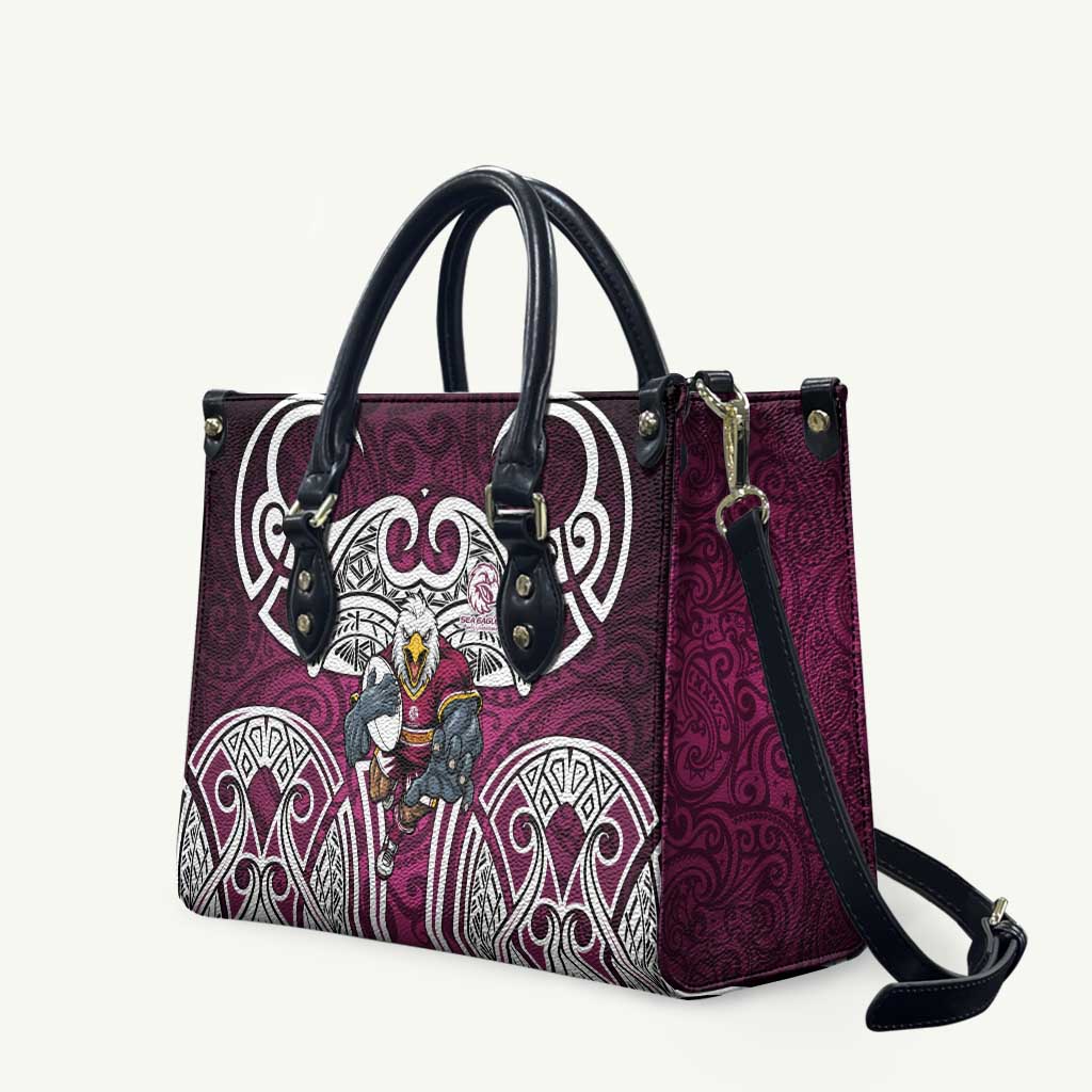 Manly Warringah Sea Eagles Rugby Leather Bag Polynesian Tribal Eagle Warrior Maroon Pattern