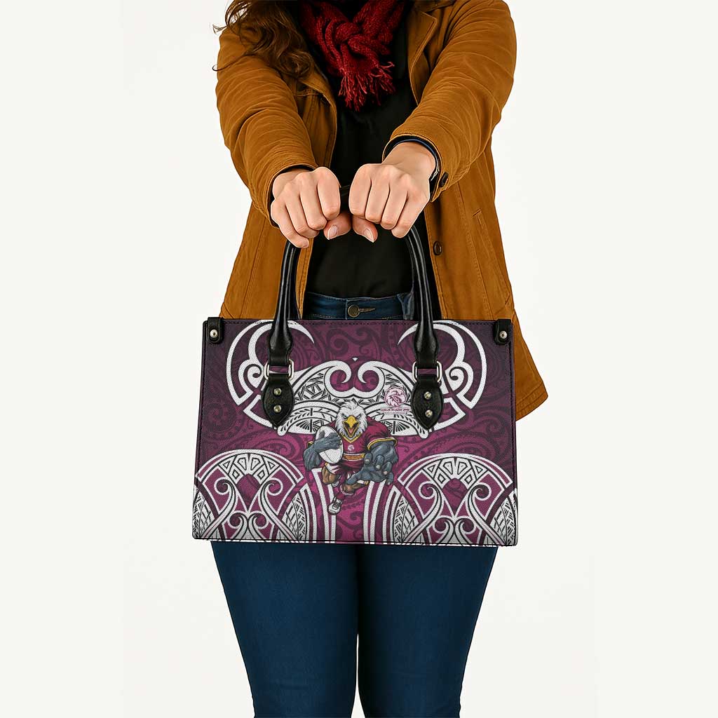 Manly Warringah Sea Eagles Rugby Leather Bag Polynesian Tribal Eagle Warrior Maroon Pattern