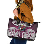 Manly Warringah Sea Eagles Rugby Leather Tote Bag Polynesian Tribal Eagle Warrior Maroon Pattern