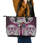 Manly Warringah Sea Eagles Rugby Leather Tote Bag Polynesian Tribal Eagle Warrior Maroon Pattern