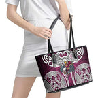 Manly Warringah Sea Eagles Rugby Leather Tote Bag Polynesian Tribal Eagle Warrior Maroon Pattern