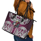 Manly Warringah Sea Eagles Rugby Leather Tote Bag Polynesian Tribal Eagle Warrior Maroon Pattern