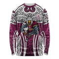 Manly Warringah Sea Eagles Rugby Long Sleeve Shirt Polynesian Tribal Eagle Warrior Maroon Pattern
