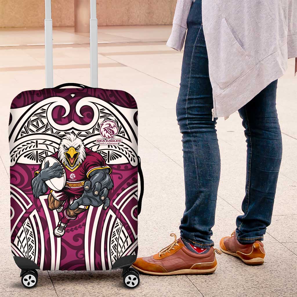 Manly Warringah Sea Eagles Rugby Luggage Cover Polynesian Tribal Eagle Warrior Maroon Pattern
