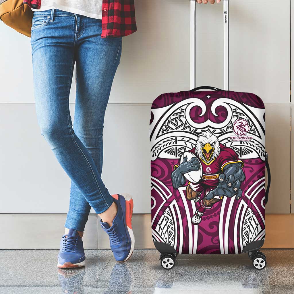 Manly Warringah Sea Eagles Rugby Luggage Cover Polynesian Tribal Eagle Warrior Maroon Pattern