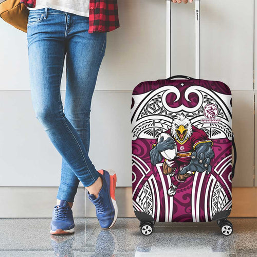 Manly Warringah Sea Eagles Rugby Luggage Cover Polynesian Tribal Eagle Warrior Maroon Pattern