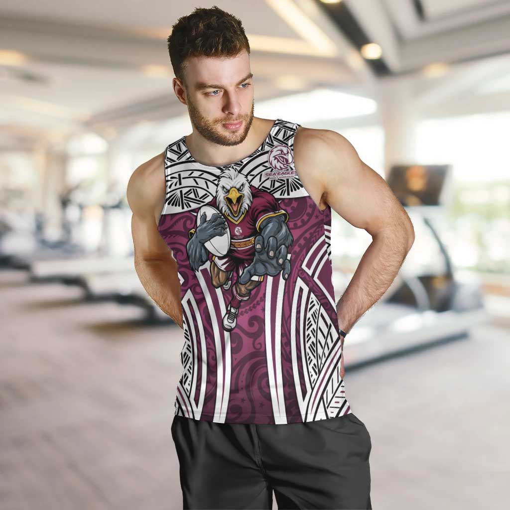 Manly Warringah Sea Eagles Rugby Men Tank Top Polynesian Tribal Eagle Warrior Maroon Pattern