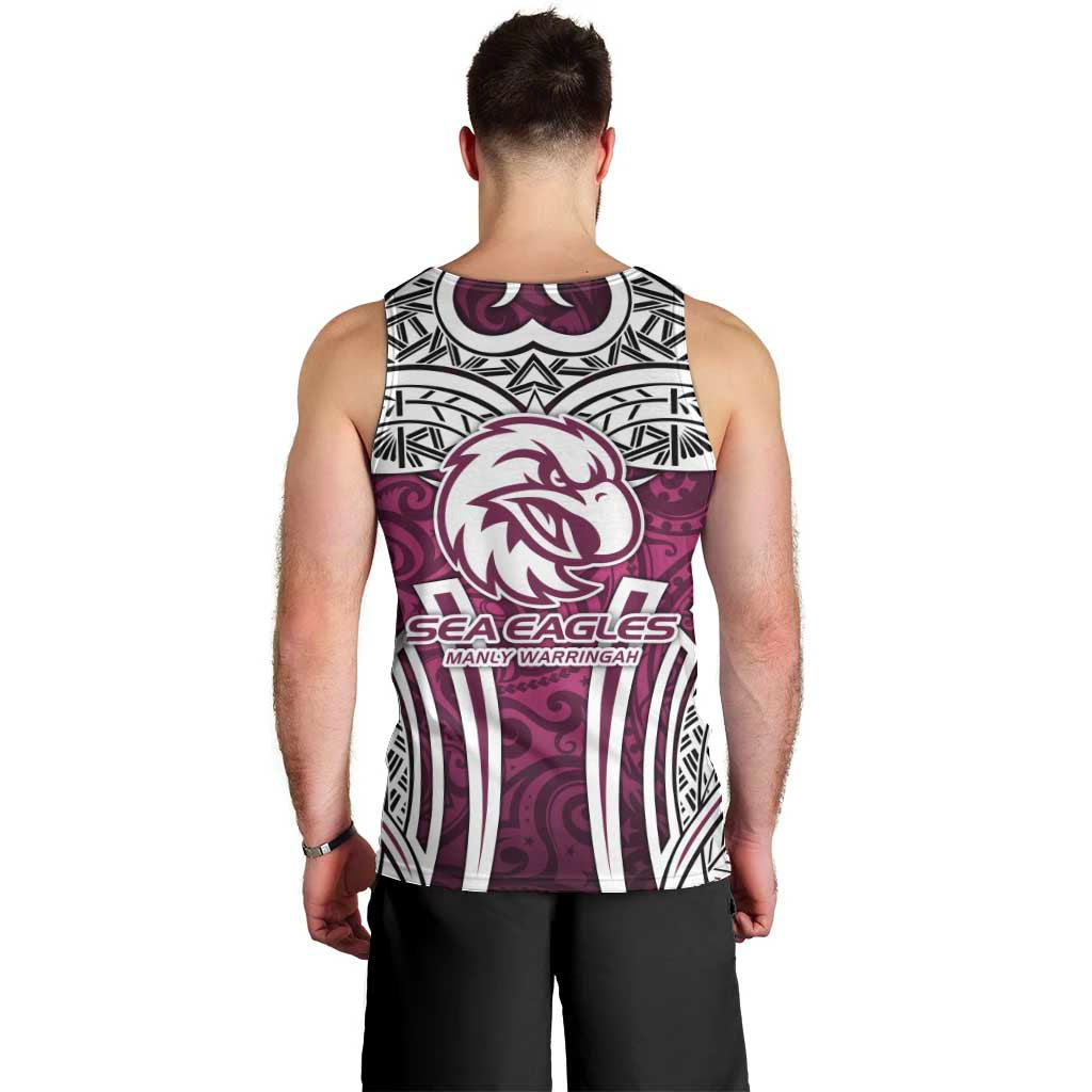 Manly Warringah Sea Eagles Rugby Men Tank Top Polynesian Tribal Eagle Warrior Maroon Pattern