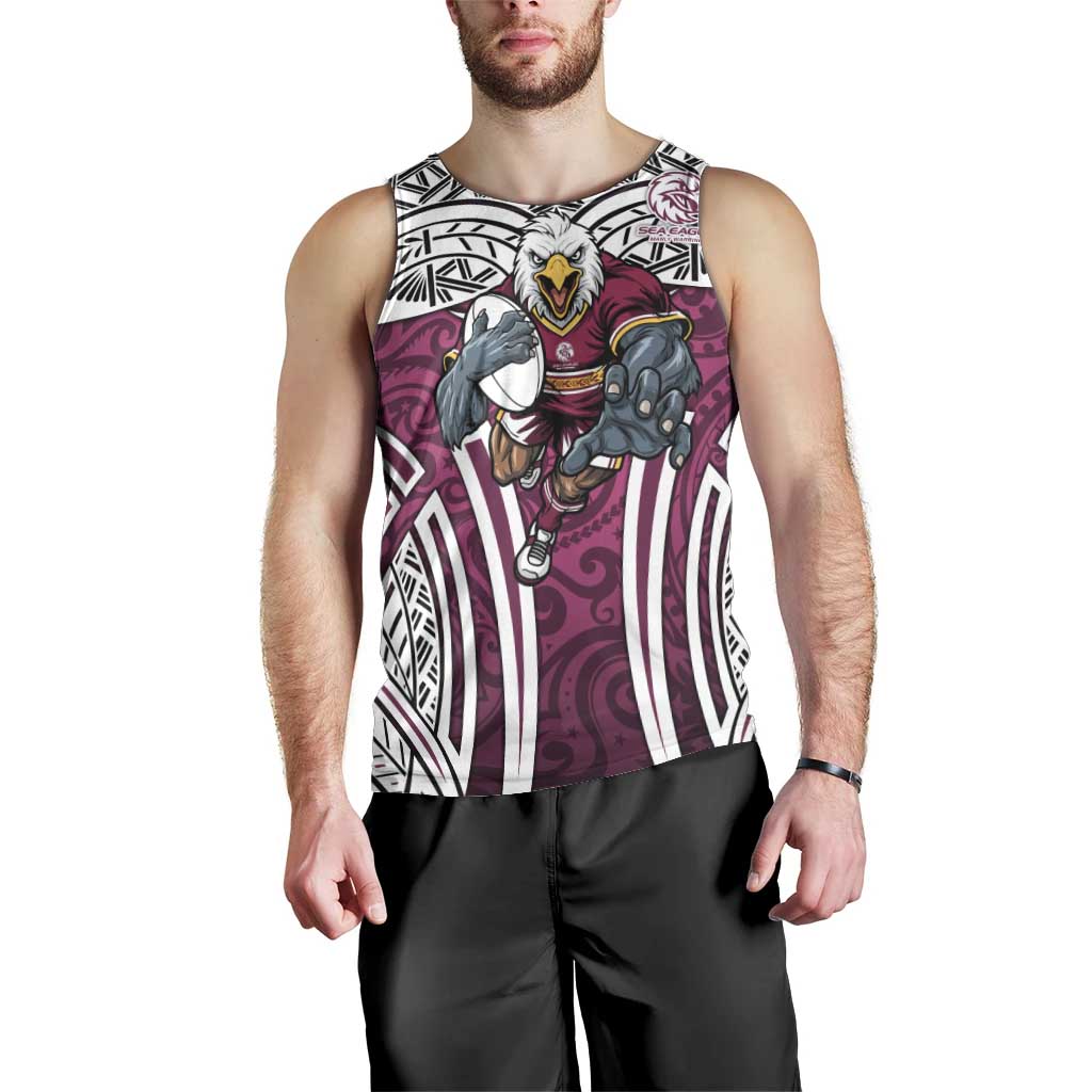 Manly Warringah Sea Eagles Rugby Men Tank Top Polynesian Tribal Eagle Warrior Maroon Pattern