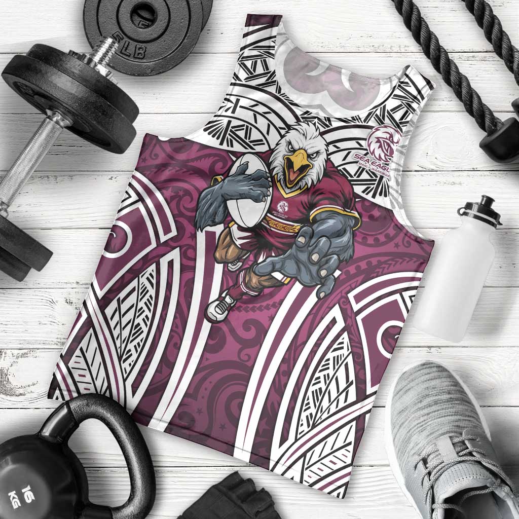 Manly Warringah Sea Eagles Rugby Men Tank Top Polynesian Tribal Eagle Warrior Maroon Pattern