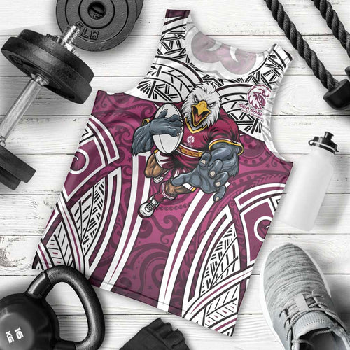 Manly Warringah Sea Eagles Rugby Men Tank Top Polynesian Tribal Eagle Warrior Maroon Pattern