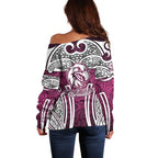 Manly Warringah Sea Eagles Rugby Off Shoulder Sweater Polynesian Tribal Eagle Warrior Maroon Pattern